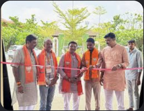 Ribbon cutting event with BJP workers